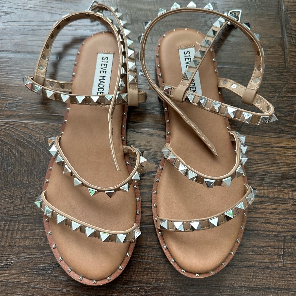 Steve Madden Tan Studded Sandals